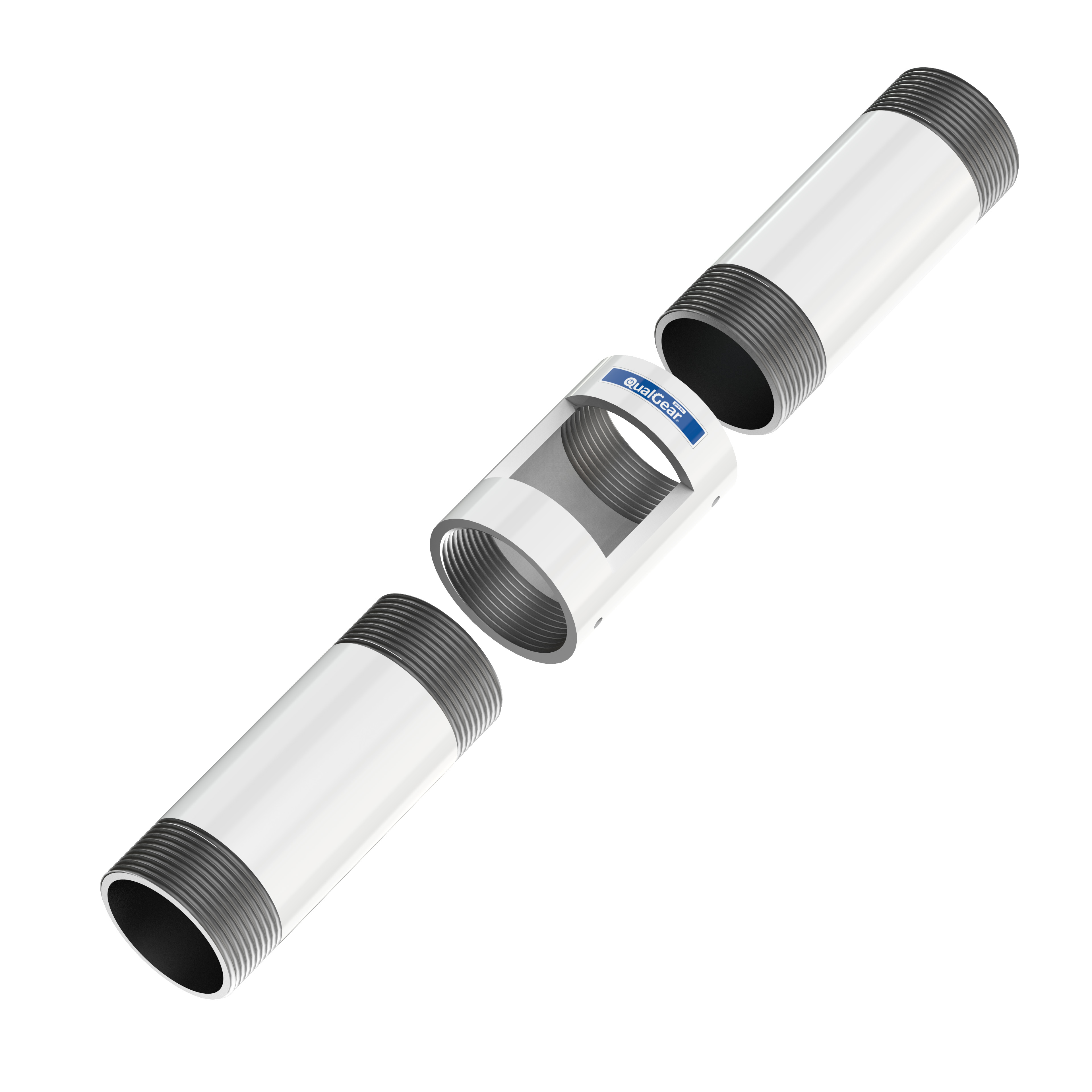  QualGear QG-PRO-PM-PCO-W Pro-AV 1.5 Inch Npt Threaded Pipe Connector with Opening Projector Accessory